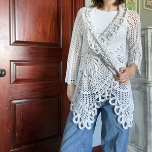 Denim 24/7 Ivory Crochet Sweater